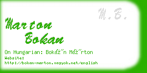 marton bokan business card
